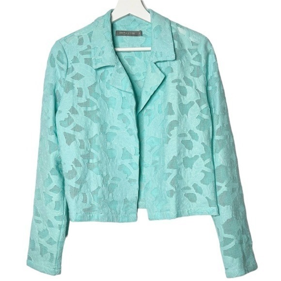 209 Wst 38 Aqua Mesh Cutout Jacket Size 6 - Picture 1 of 11